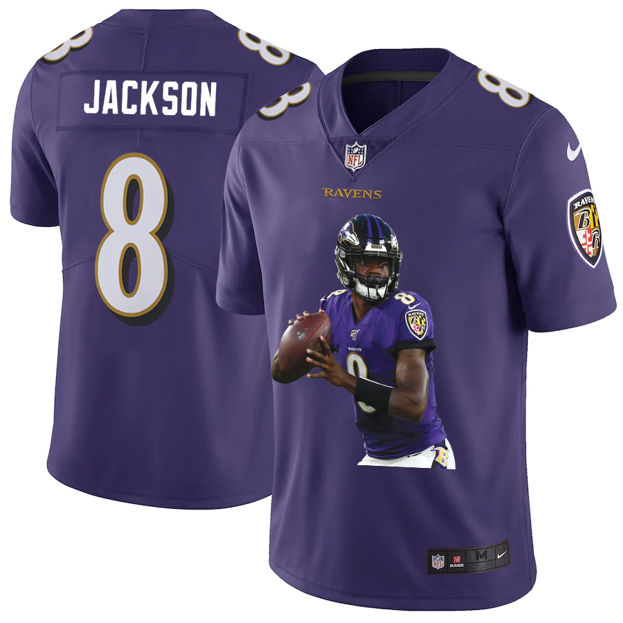 Men's Baltimore Ravens 8 Lamar Jackson Gold 2020 Big Logo Number Vapor