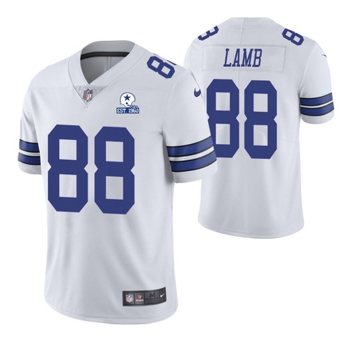 Men's Dallas Cowboys #88 CeeDee Lamb 60th Anniversary White Vapor ...