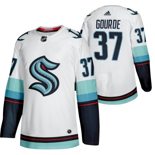 Men Seattle Kraken Yanni Gourde #37 2021 Expansion Draft Golden Edition  White Jersey – Choose Your Style With Us