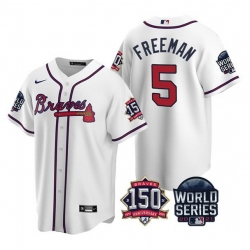 Atlanta Braves Freddie Freeman Signed Nike White Jersey World Series Patch  Size L