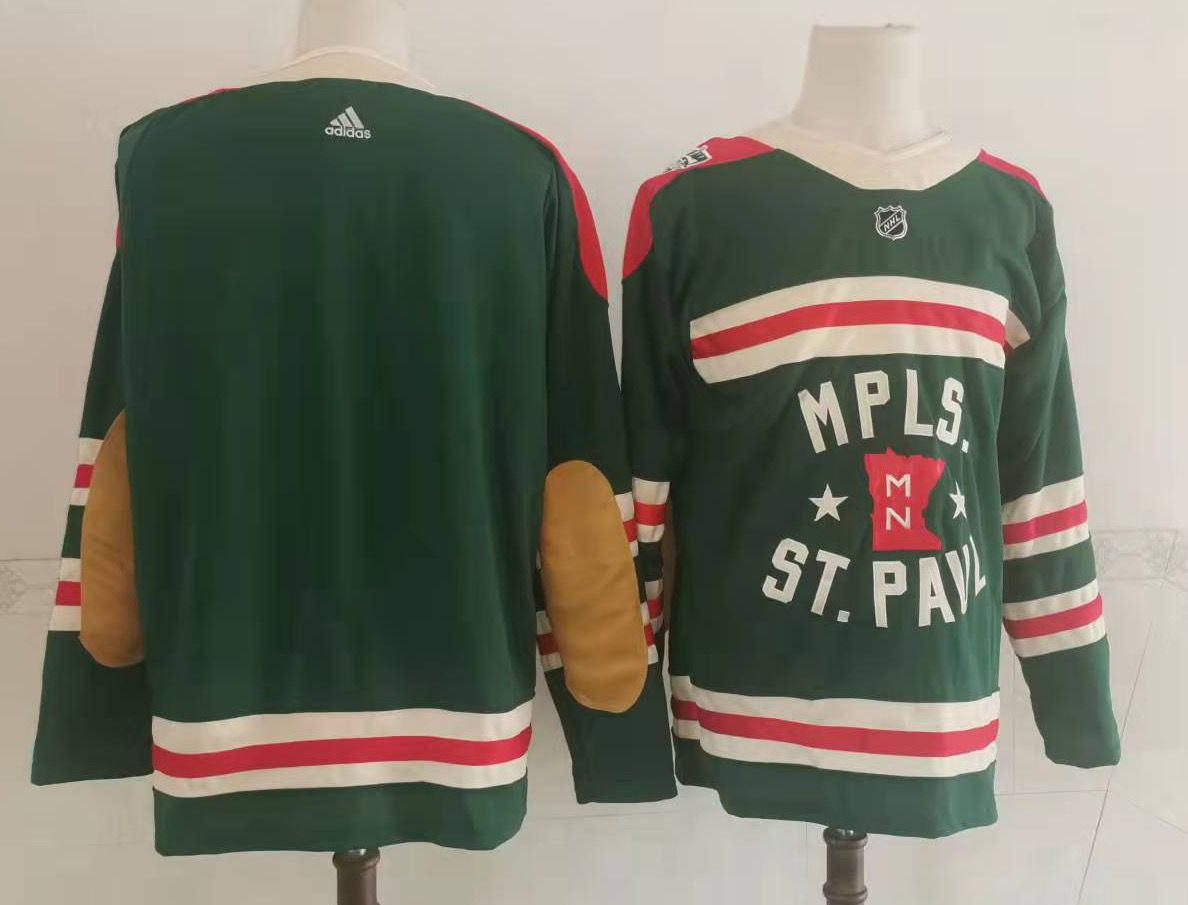 Men's Minnesota Wild Blank Green 2022 Winter Classic Adidas Stitched