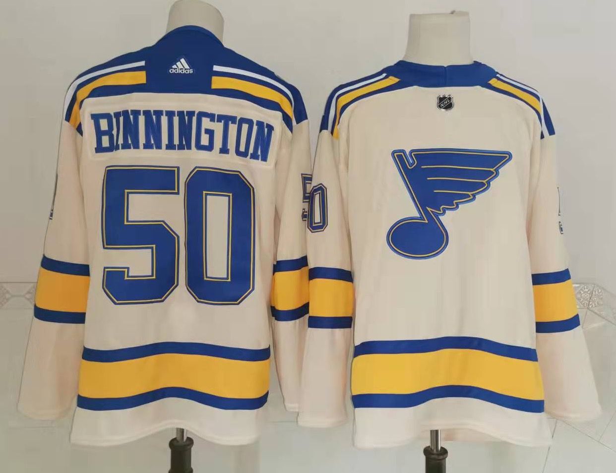 Jordan Binnington 50 Reverse Retro 2.0 2022 St. Louis Blues Yellow Jersey  Primegreen - Bluefink