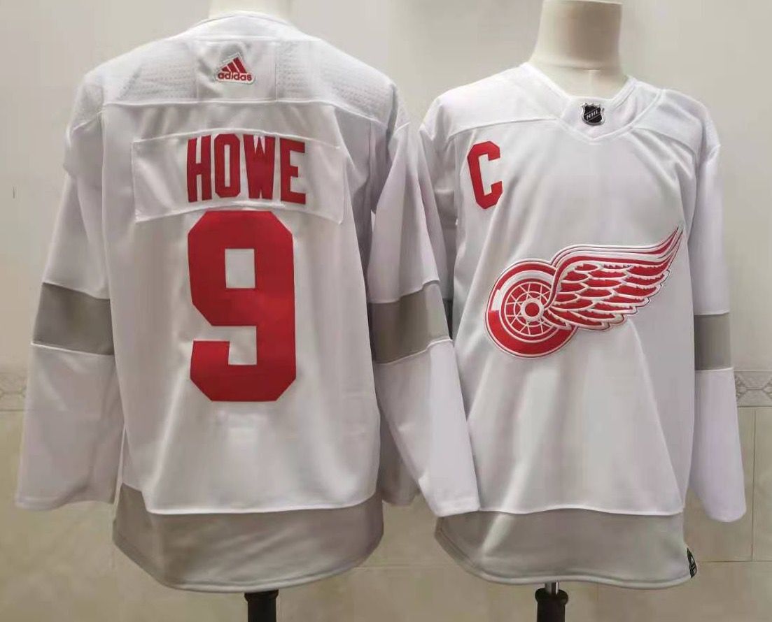 Detroit Red Wings #9 Gordie Howe White Road Authentic Stitched NHL