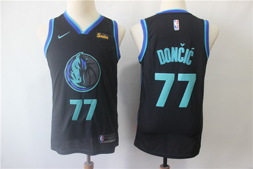 New Dallas Mavericks #77 Luka Doncic Swingman Basketball Jersey Black 