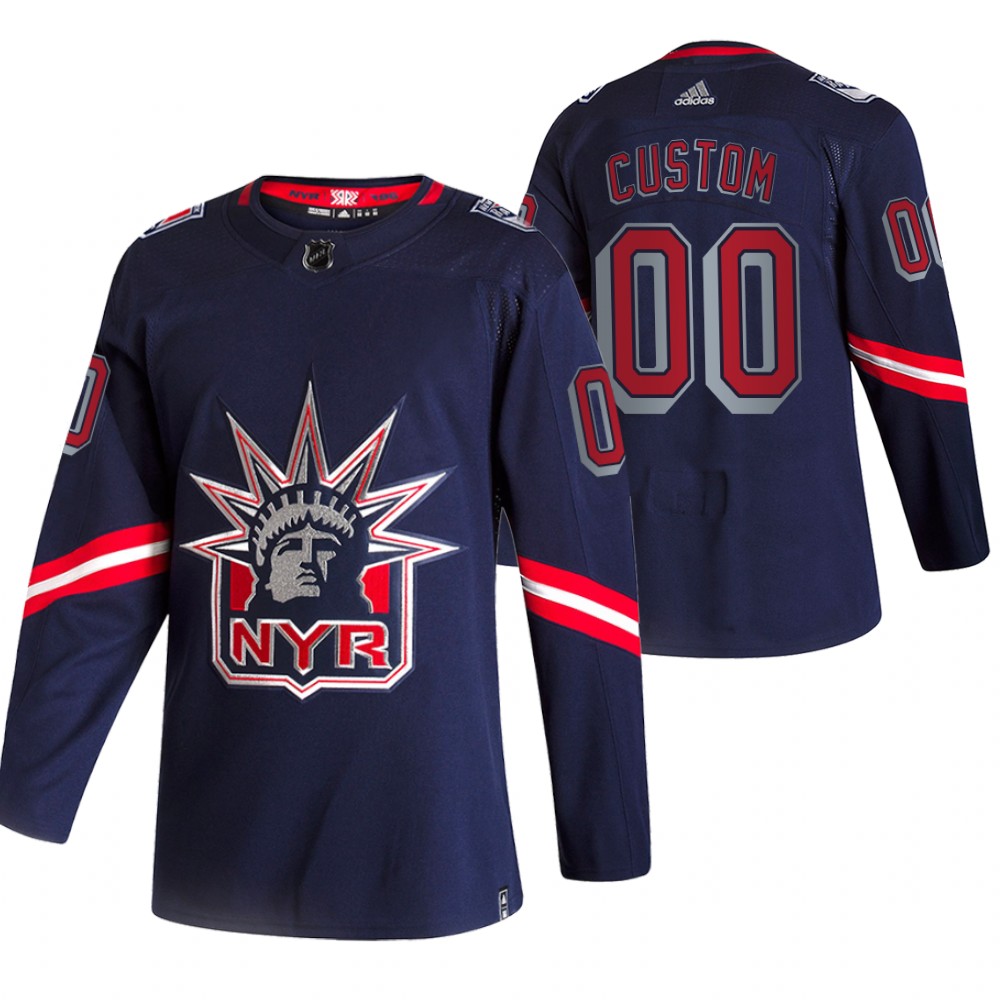 الصدأ New York Rangers Custom Navy Men's Adidas 2020-21 Alternate Authentic Player NHL Jersey الصدأ