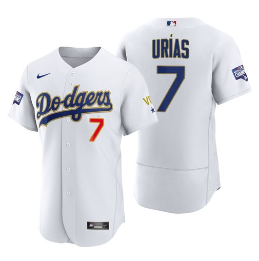 MLB Dodgers 7 Julio Urias White Gold 2020 World Series Champions