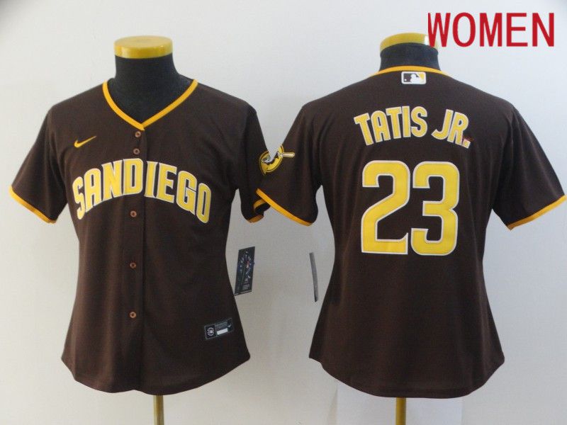 Women San Diego Padres 23 Tatis jr brown Game 2021 Nike MLB Jersey on
