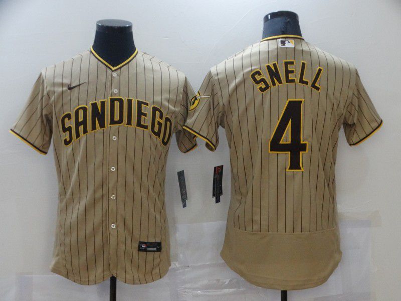 Men San Diego Padres 9 Cronenworth brown stripe Elite 2021 Nike MLB