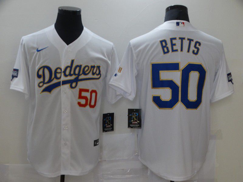 Men Los Angeles Dodgers 50 Betts Blue Elite 2021 Nike MLB Jersey on