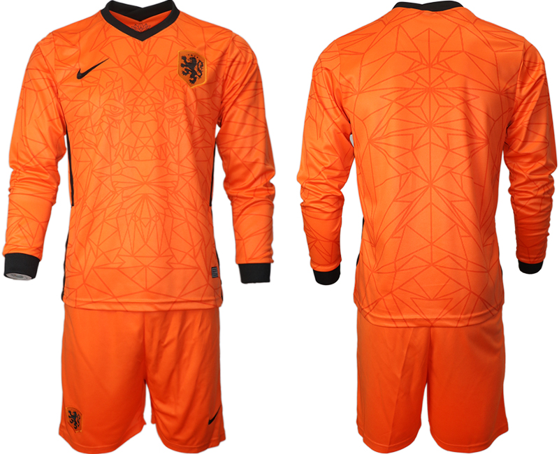Men 20202021 European Cup Netherlands home orange customized Nike Soccer Jersey on sale,for