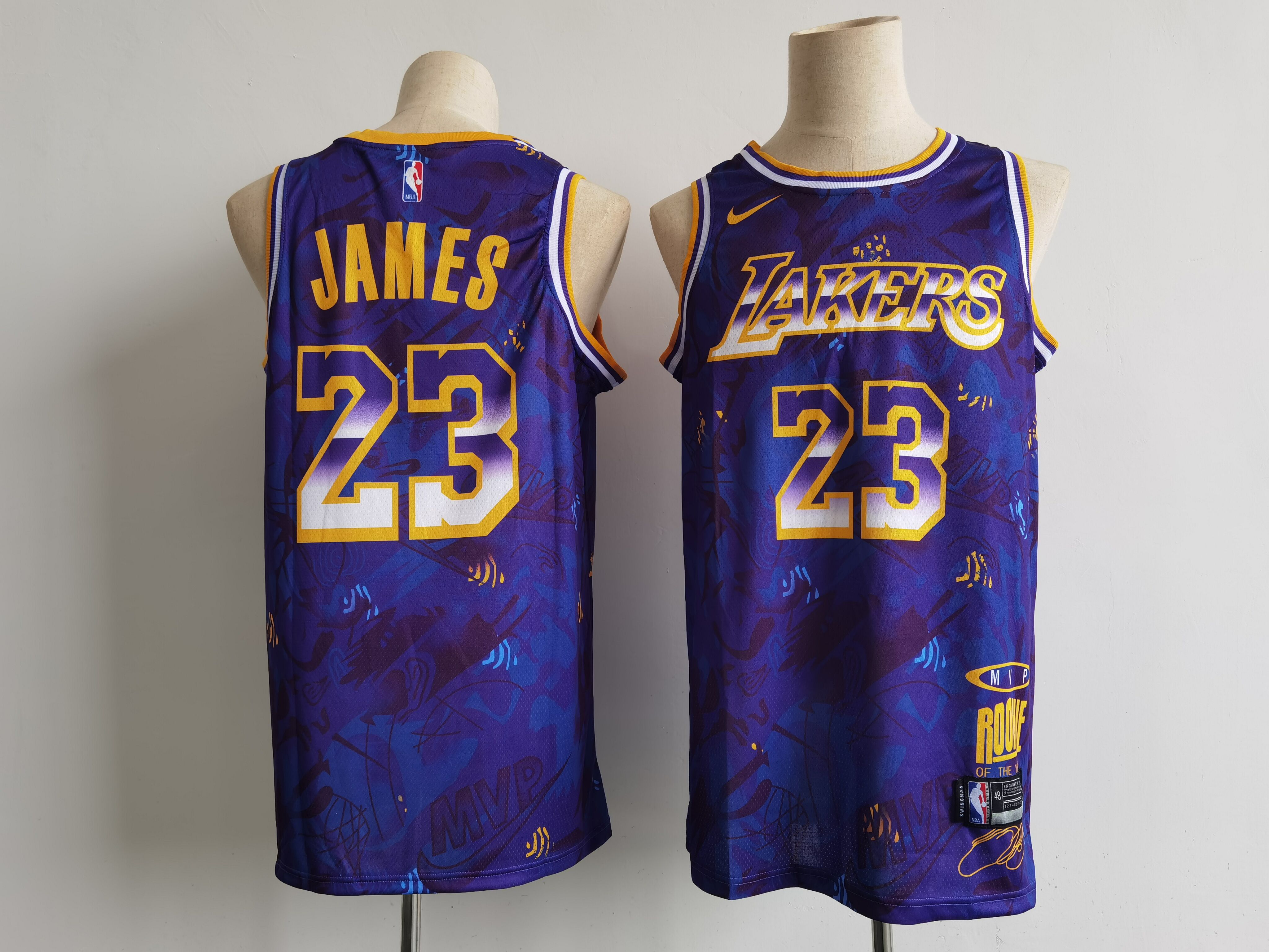 Men Los Angeles Lakers 23 James Purple Nike MVP rookie of the year ... Men Los Angeles Lakers 23 James Purple Nike MVP rookie of the year ...