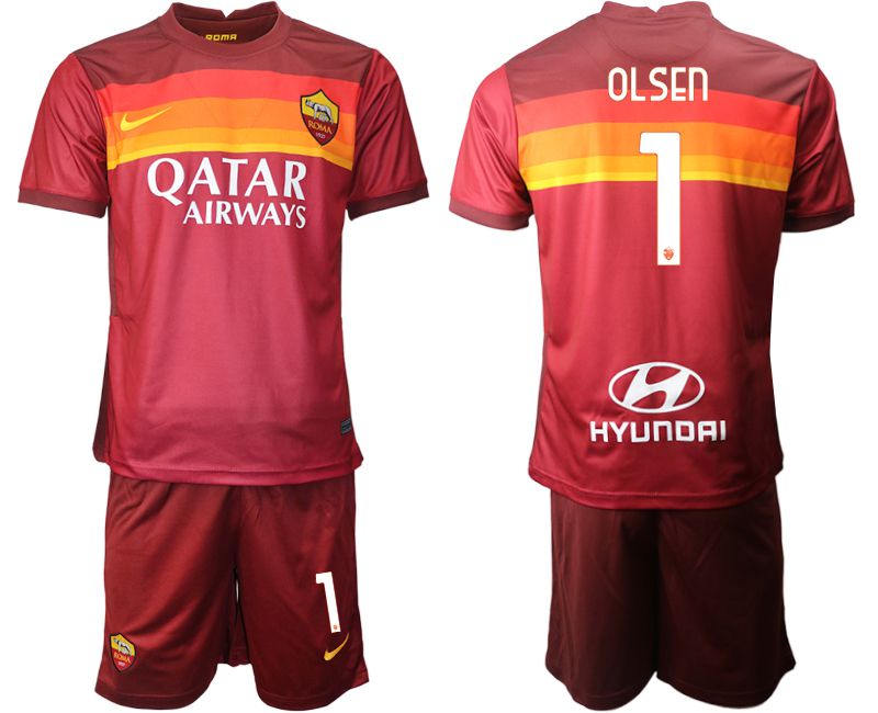 Men 20202021 club AS Roma home 3 red Soccer Jerseys on sale,for Cheap