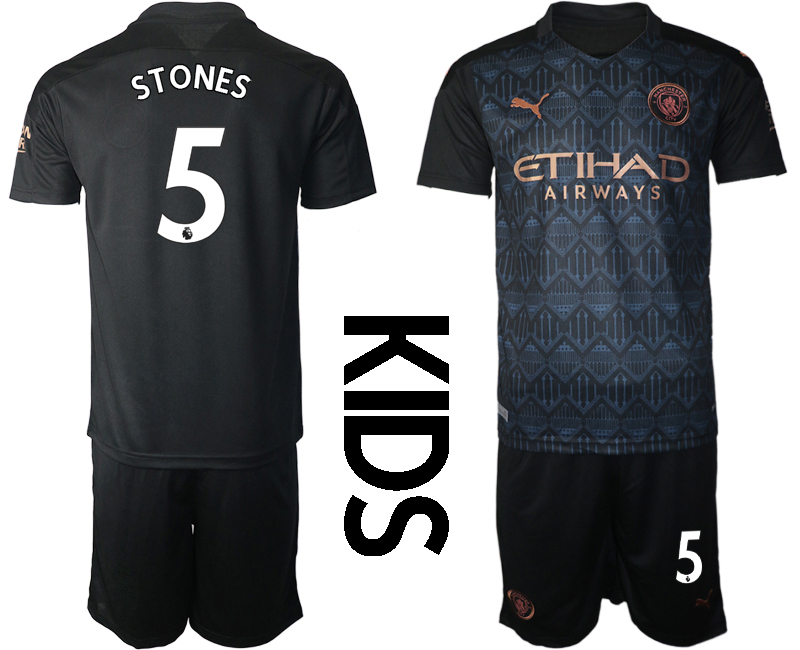 Youth 20202021 club Manchester City away black 8 Soccer Jerseys on