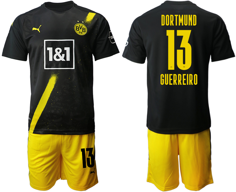 Men 20202021 club Borussia Dortmund away 15 black Soccer Jerseys on