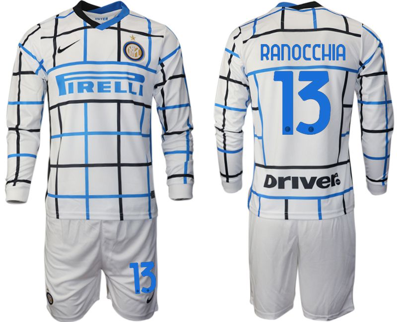 Men 20202021 club Inter milan away long sleeve 24 white Soccer Jerseys