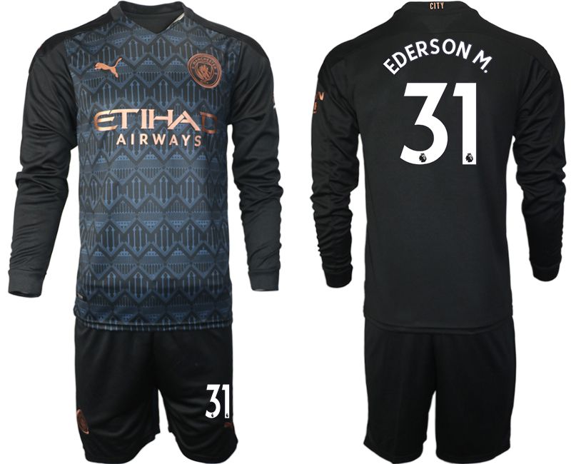 Men 20202021 club Manchester city home long sleeve customized black