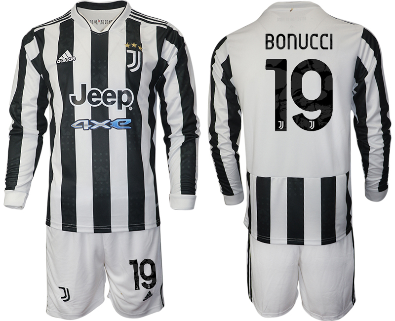 Men 2021-2022 Club Juventus home white Long Sleeve 19 Adidas Soccer Jersey