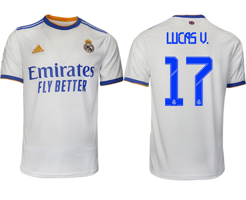 Men 20212022 Club Real Madrid home aaa version white 17 Soccer Jerseys