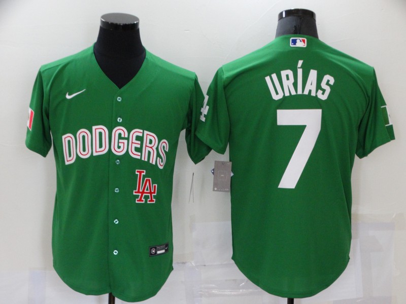 Men's Los Angeles Dodgers 7 Julio Urias Green 2021 Mexican Heritage