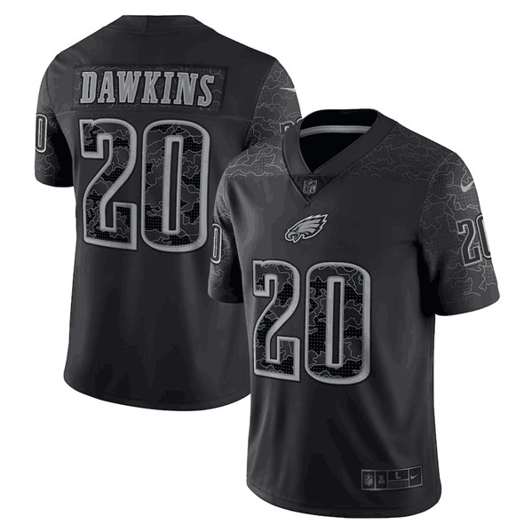 Men's Philadelphia Eagles 1 Jalen Hurts Black Reflective Limited