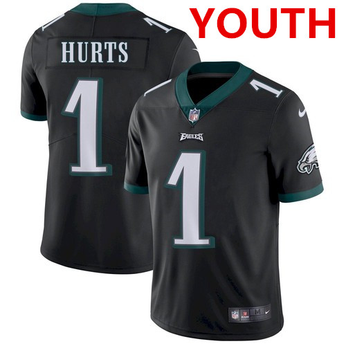 Youth Philadelphia Eagles 1 Jalen Hurts Black Vapor Untouchable