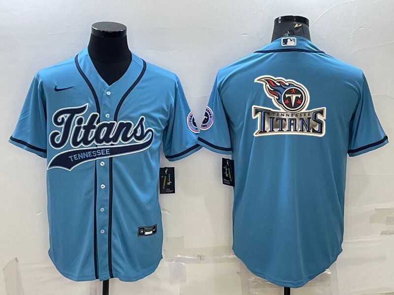 Men's Tennessee Titans Blank Blue With Patch Cool Base Stitched