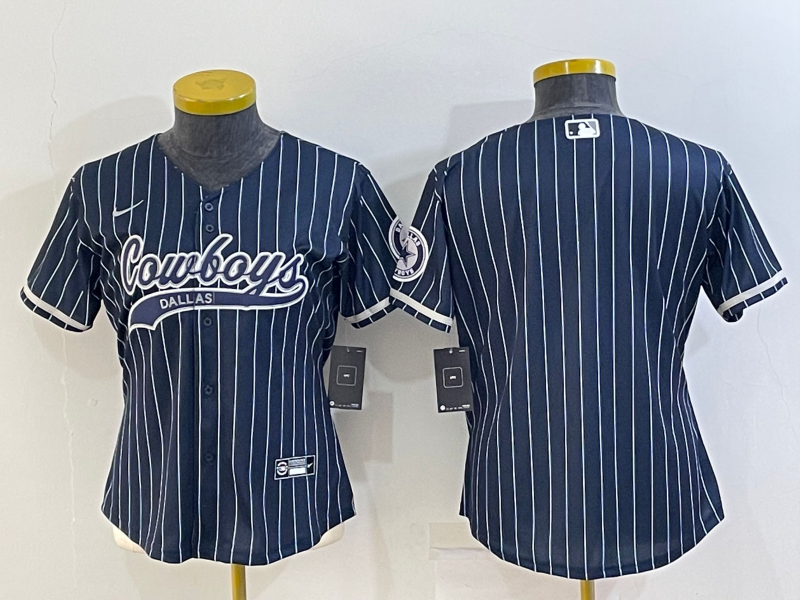 Women's Dallas Cowboys 11 Micah Parsons Navy Blue Pinstripe With Patch
