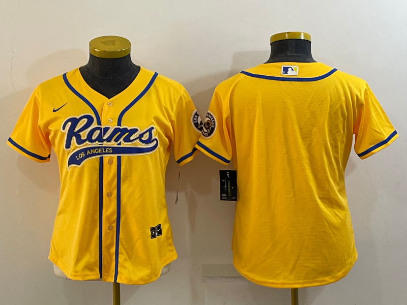 Women's Los Angeles Rams Yellow Team Big Logo With Patch Cool Base