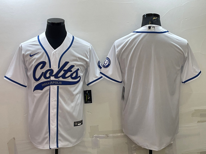 Men's Indianapolis Colts Blank White Cool Base Stitched Baseball