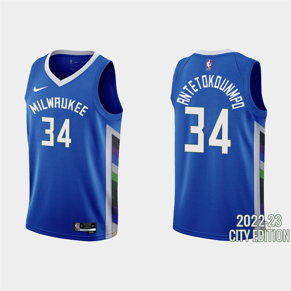 Men's Milwaukee Bucks 34 Giannis Antetokounmpo 75th Anniversary