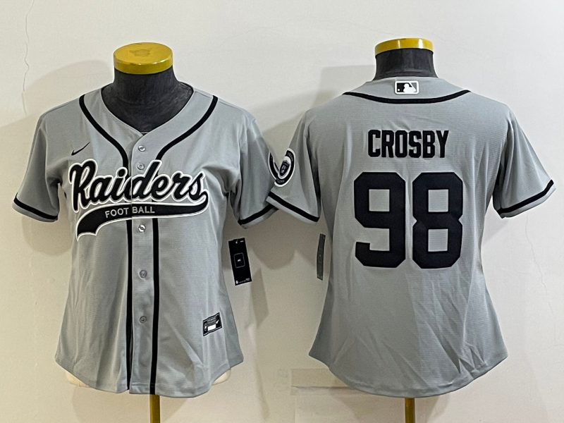 Women's Las Vegas Raiders #98 Maxx Crosby Black With Patch Cool Base