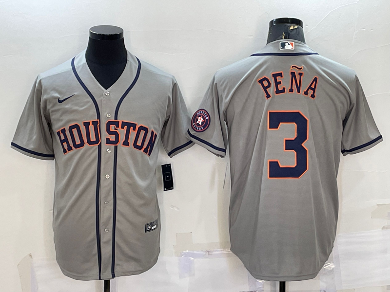 Men's Houston Astros 3 Jeremy Pena Grey With Patch Stitched MLB Cool