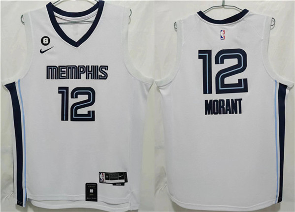 Grizzlies MORANT #12 White Kids NBA Jersey 热压