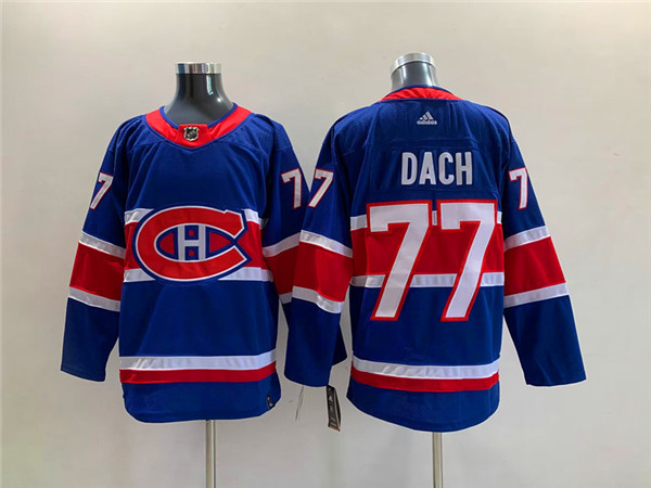Montreal Canadiens #22 Cole Caufield Blue 2021 Reverse Retro Stitched Jersey