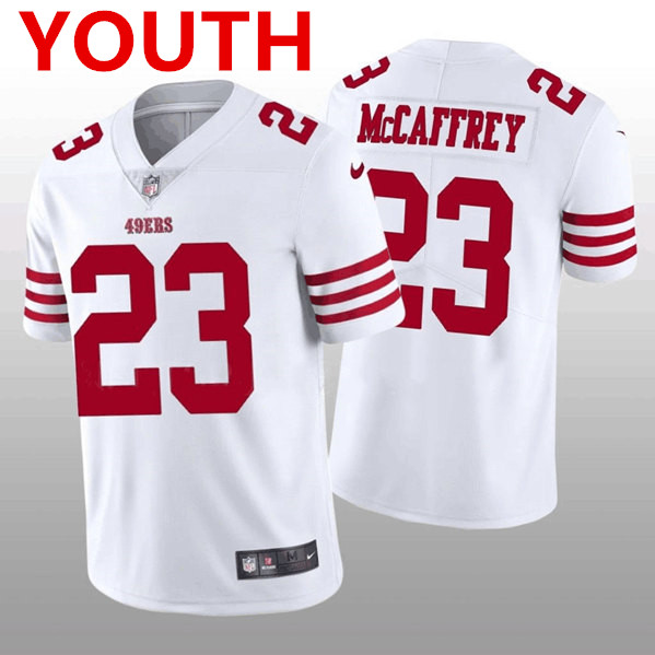 Youth San Francisco 49ers 23 Christian McCaffrey White 2022 Vapor