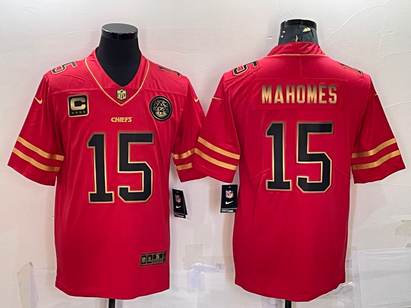 Custom Kansas City Chiefs Jersey Men's Red Number Limited Red Vapor Untouchable Team Big Logo