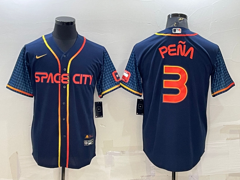 Men's Houston Astros #3 Jeremy Pena 2022 Navy Blue City Connect Cool Base  Stitched Jersey on sale,for Cheap,wholesale from China