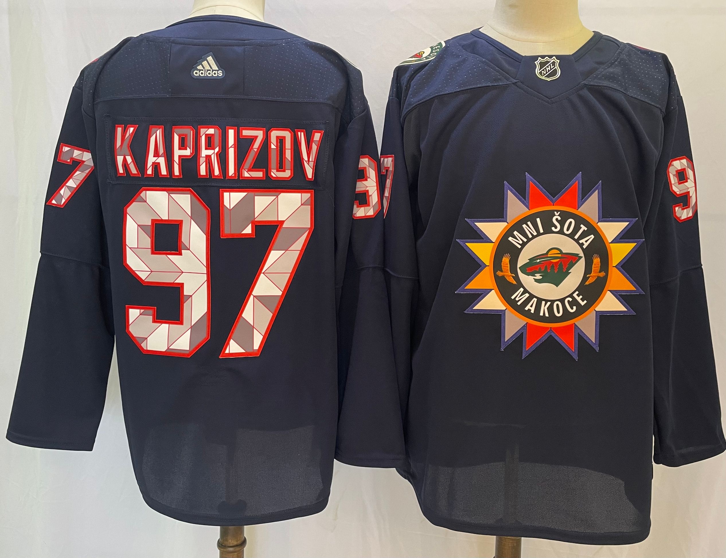 Men's Minnesota Wild #97 Kirill Kaprizov 2022 Navy Native American Heritage  Day Stitched Jersey on sale,for Cheap,wholesale from China