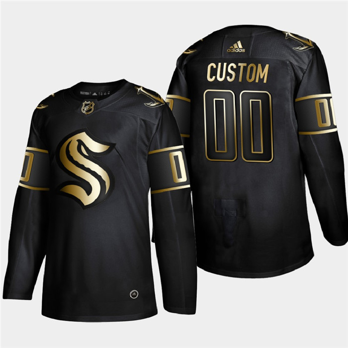 Custom Black Black-Gold Hockey Jersey Women's Size:S