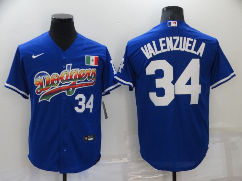 Men's Los Angeles Dodgers 34 Fernando Valenzuela Blue Stitched MLB