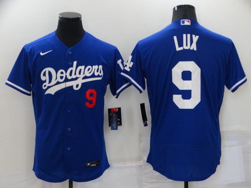 Men's Los Angeles Dodgers 9 Gavin Lux White Stitched MLB Flex Base