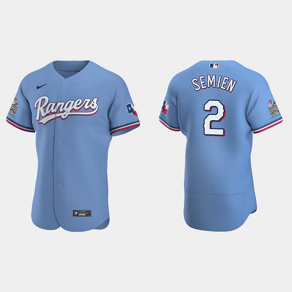 Men's Texas Rangers 2 Marcus Semien Light Blue Cool Base Stitched