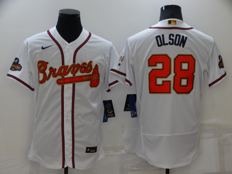 Men's Atlanta Braves Blank 2022 White Gold World Series Champions