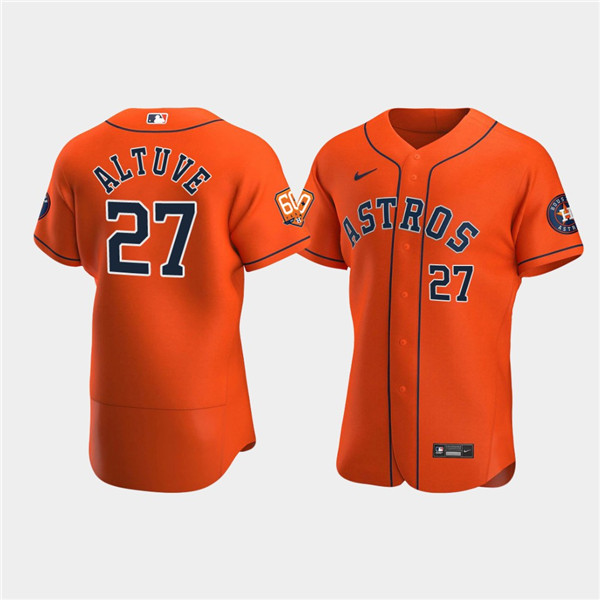 Men's Houston Astros #27 Jose Altuve Orange 60th Anniversary Flex Base  Stitched Baseball Jersey on sale,for Cheap,wholesale from China