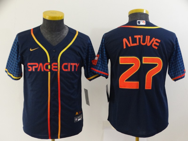 Youth Houston Astros Blank 2022 Navy Blue City Connect Cool Base