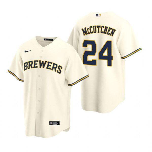 Men's Milwaukee Brewers MLB Cream Home Custom Jersey, Brewers Cheap Jersey  - Reallgraphics