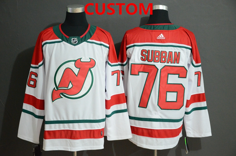 New Jersey Devils Custom Green Men's Adidas 202021 Reverse Retro
