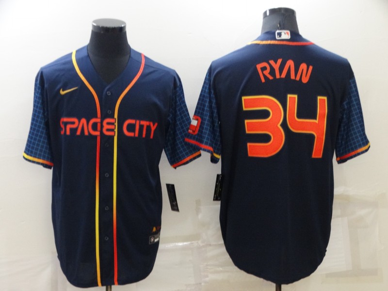 Men's Houston Astros 34 Nolan Ryan Number 2022 Navy Blue City Connect