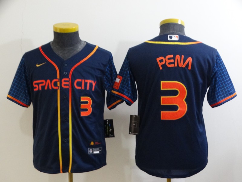 Youth Houston Astros 3 Jeremy Pena 2022 Navy Blue City Connect Flex