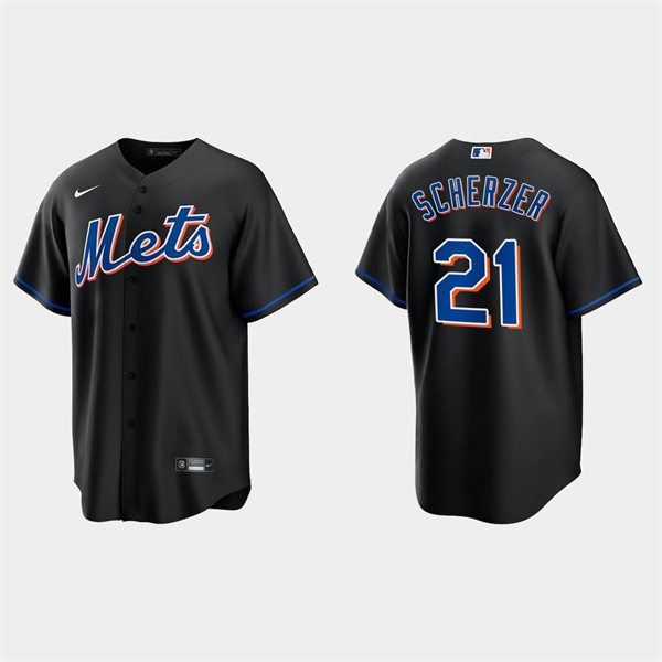 Men's New York Mets #21 Max Scherzer Black Cool Base Stitched